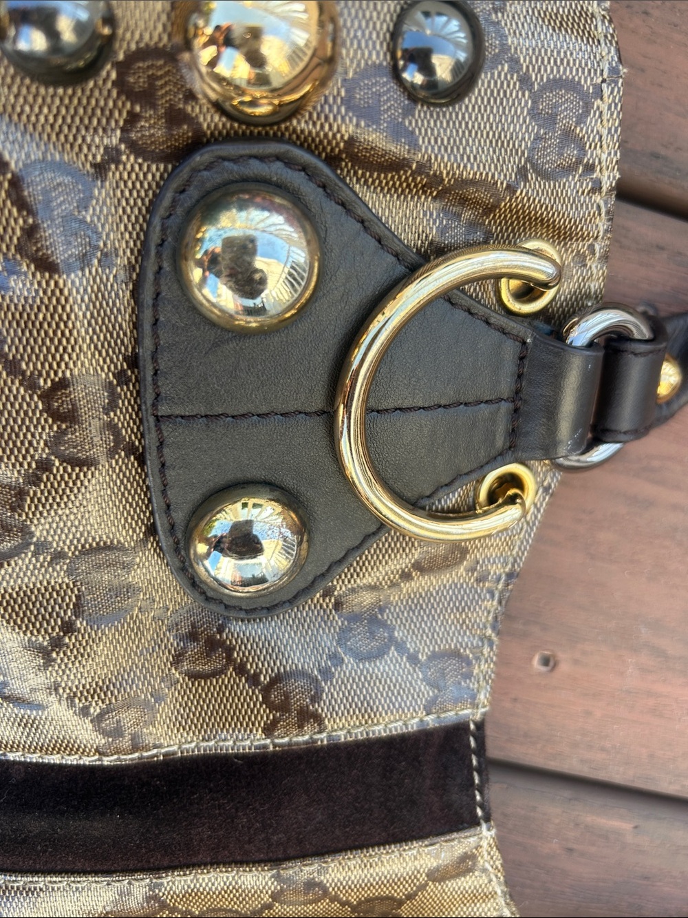 Gucci Brown Monogram Fringe Tote with Gold Accents - Picture 9 of 10